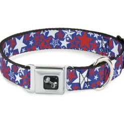 Dog Bone Seatbelt Buckle Collar - Stargazer Blue/White/Red
