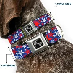 Dog Bone Seatbelt Buckle Collar - Stargazer Blue/White/Red