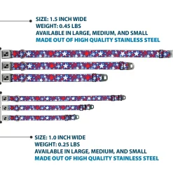 Dog Bone Seatbelt Buckle Collar - Stargazer Blue/White/Red