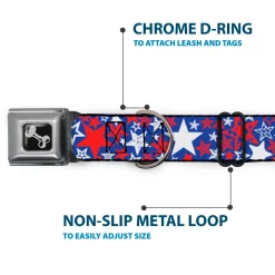 Dog Bone Seatbelt Buckle Collar - Stargazer Blue/White/Red