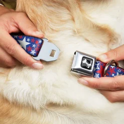 Dog Bone Seatbelt Buckle Collar - Stargazer Blue/White/Red
