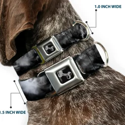 Dog Bone Seatbelt Buckle Collar - Smoke Black/Grays