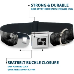 Dog Bone Seatbelt Buckle Collar - Smoke Black/Grays