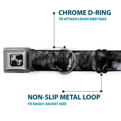 Dog Bone Seatbelt Buckle Collar - Smoke Black/Grays