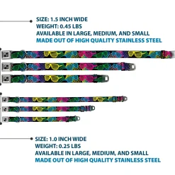 Dog Bone Seatbelt Buckle Collar - Eighties Shades Black/Neon