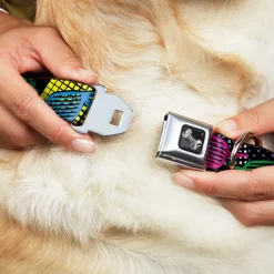 Dog Bone Seatbelt Buckle Collar - Eighties Shades Black/Neon