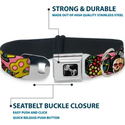 Dog Bone Seatbelt Buckle Collar - Born to Raise Hell Pink