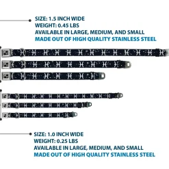 Dog Bone Seatbelt Buckle Collar - Zodiac Pisces Symbol/Constellations Black/White