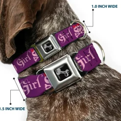 Dog Bone Seatbelt Buckle Collar - Angry Girl Purple/Pink