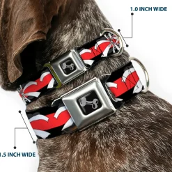 Dog Bone Seatbelt Buckle Collar - Corset Lace Up w/Bow Black/Red