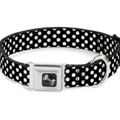Dog Bone Seatbelt Buckle Collar - Micro Polka Dots2 Black/White