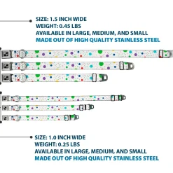 Dog Bone Seatbelt Buckle Collar - Dots/Grid2 White/Gray/Multi Color