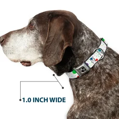 Dog Bone Seatbelt Buckle Collar - Dots/Grid2 White/Gray/Multi Color