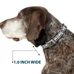 Dog Bone Seatbelt Buckle Collar - Anonymous Face CLOSE-UP Repeat White/Black/Gray