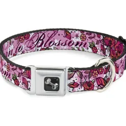 Dog Bone Seatbelt Buckle Collar - Born to Blossom Pink