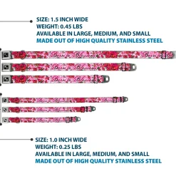 Dog Bone Seatbelt Buckle Collar - Born to Blossom Pink