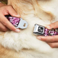 Dog Bone Seatbelt Buckle Collar - Born to Blossom Pink