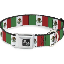 Dog Bone Seatbelt Buckle Collar - Mexico Flags