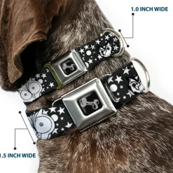 Dog Bone Seatbelt Buckle Collar - Owl Expressions Black/White