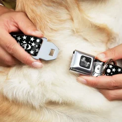 Dog Bone Seatbelt Buckle Collar - Owl Expressions Black/White