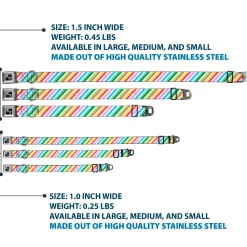 Dog Bone Seatbelt Buckle Collar - Diagonal Stripes White/Multi Color