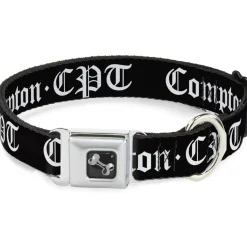 Dog Bone Seatbelt Buckle Collar - COMPTON-CPT Black/White