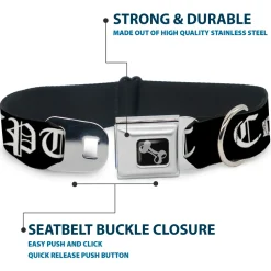 Dog Bone Seatbelt Buckle Collar - COMPTON-CPT Black/White