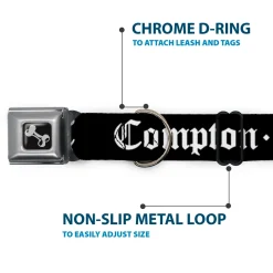 Dog Bone Seatbelt Buckle Collar - COMPTON-CPT Black/White