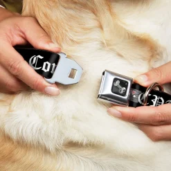 Dog Bone Seatbelt Buckle Collar - COMPTON-CPT Black/White