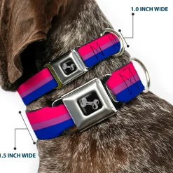 Dog Bone Seatbelt Buckle Collar - Flag Bisexual Pink/Purple/Blue