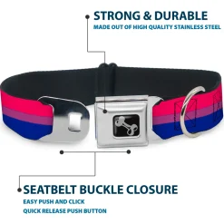 Dog Bone Seatbelt Buckle Collar - Flag Bisexual Pink/Purple/Blue