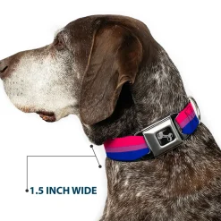 Dog Bone Seatbelt Buckle Collar - Flag Bisexual Pink/Purple/Blue