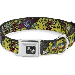 Dog Bone Seatbelt Buckle Collar - Truth and Justice Yellow