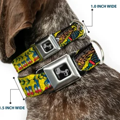 Dog Bone Seatbelt Buckle Collar - Truth and Justice Yellow