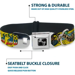 Dog Bone Seatbelt Buckle Collar - Truth and Justice Yellow
