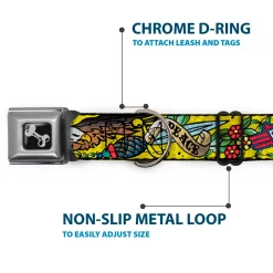 Dog Bone Seatbelt Buckle Collar - Truth and Justice Yellow