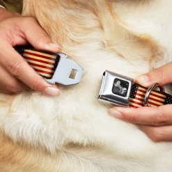 Dog Bone Seatbelt Buckle Collar - Vintage US Flag Repeat