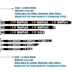 Dog Bone Seatbelt Buckle Collar - I Heart Waffles Text