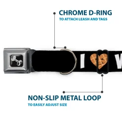 Dog Bone Seatbelt Buckle Collar - I Heart Waffles Text