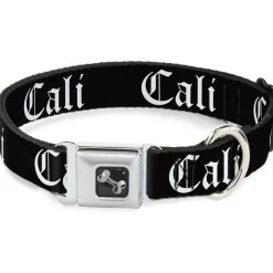 Dog Bone Seatbelt Buckle Collar - CALI Old English Black/White