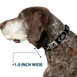 Dog Bone Seatbelt Buckle Collar - CALI Old English Black/White