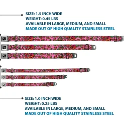 Dog Bone Seatbelt Buckle Collar - Born to Blossom CLOSE-UP Pink