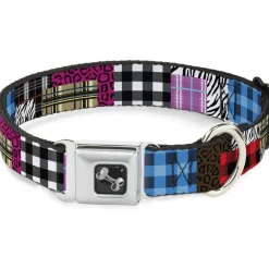 Dog Bone Seatbelt Buckle Collar - Plaid & Animal Skins