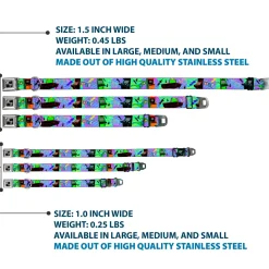 Dog Bone Seatbelt Buckle Collar - Eighties Arcade Multi Neon Stripes