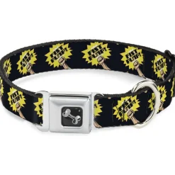 Dog Bone Seatbelt Buckle Collar - Fist Pump Black/Yellow