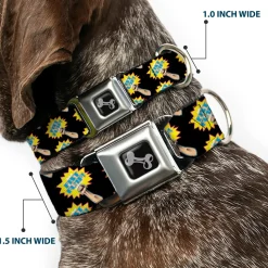 Dog Bone Seatbelt Buckle Collar - Fist Pump Black/Yellow