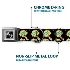 Dog Bone Seatbelt Buckle Collar - Fist Pump Black/Yellow