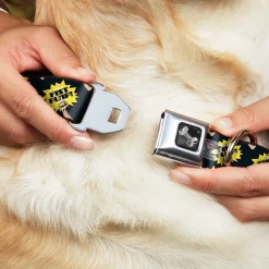 Dog Bone Seatbelt Buckle Collar - Fist Pump Black/Yellow