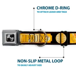 Dog Bone Seatbelt Buckle Collar - CHAMPION Belt/Icons Black/Golds