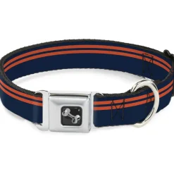 Dog Bone Seatbelt Buckle Collar - Racing Stripe Navy/Orange